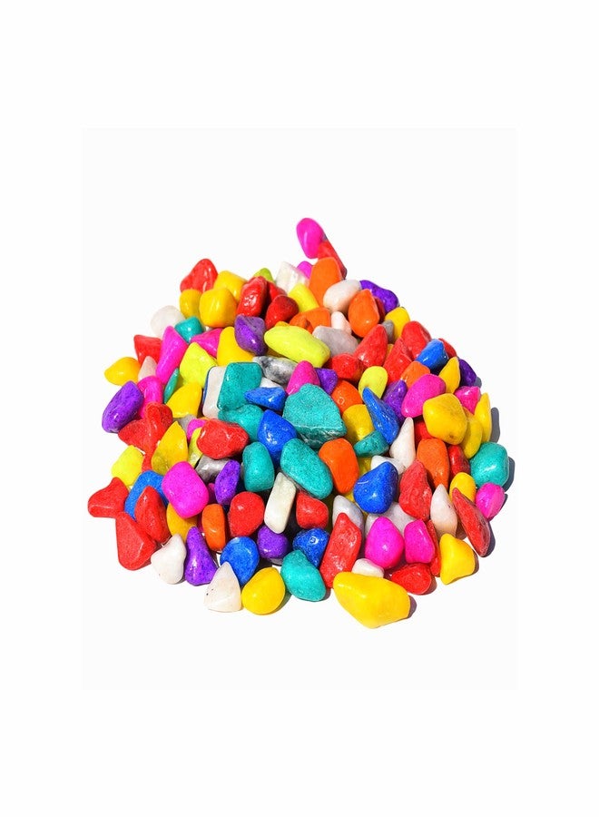 Pure Source India Decorative Medium Size Polished Marble Stone Pebbles for Plant Pots Vase Fillers Aquarium Home Decor Garden Decoration-Multicolor Mini Size (500gm) - Image 1